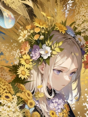 花と金髪ちゃん
