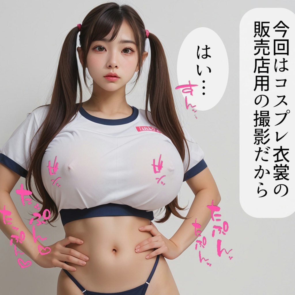 ハイレグブルマで撮影されるツインテール爆乳J系ちゃん