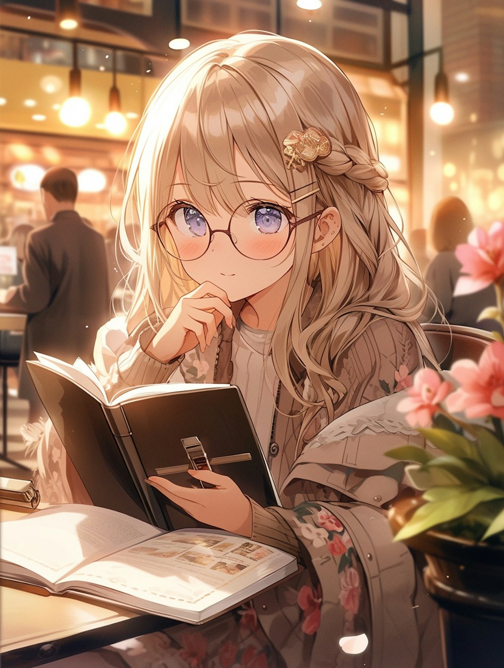 カフェで読書