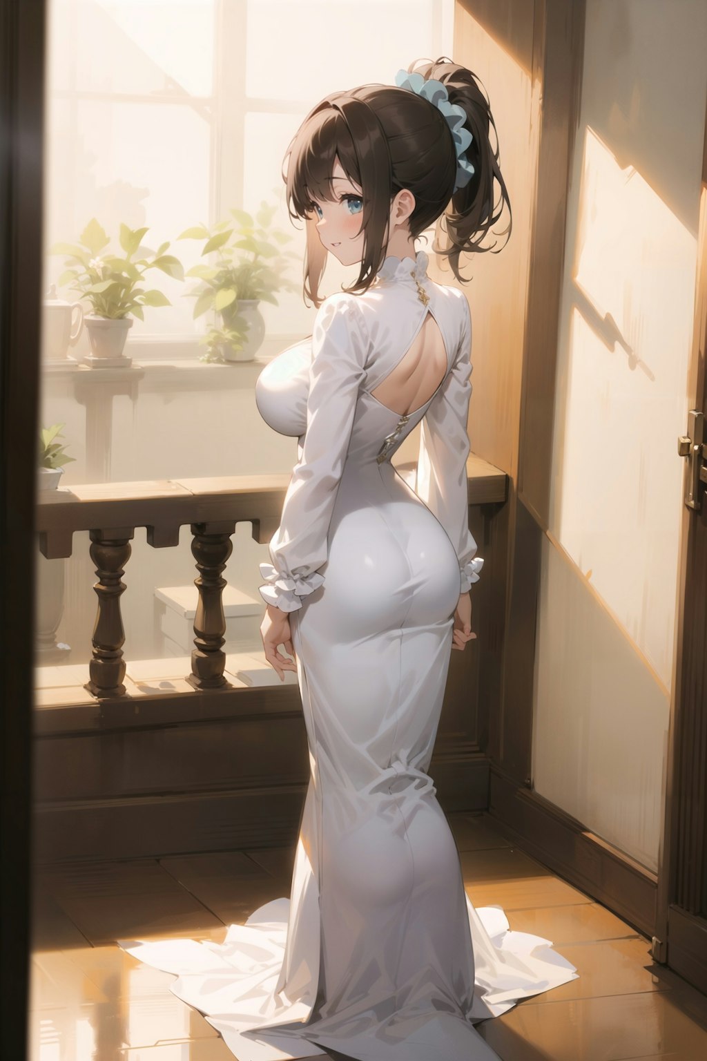 純白のマーメイドラインドレス