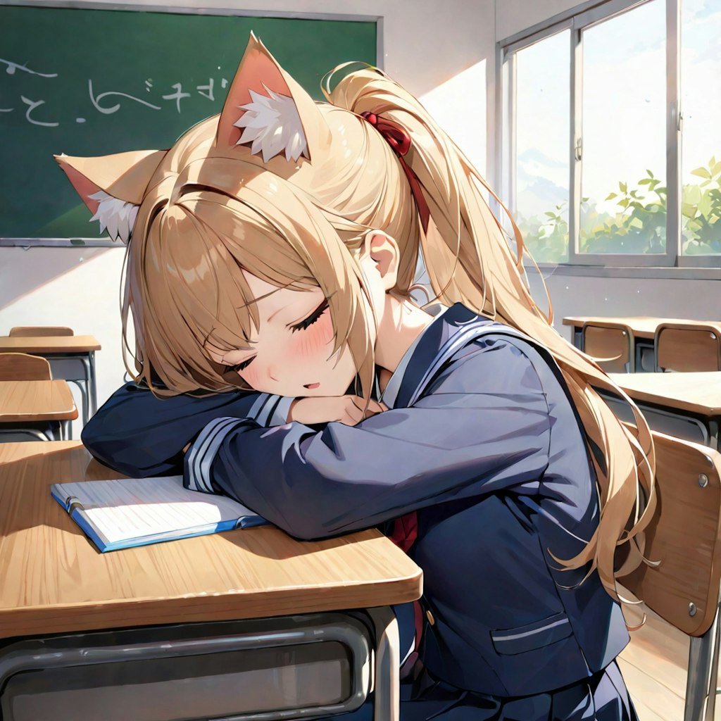 居眠り中にうっかり正体を現したNEKOMATAちゃん