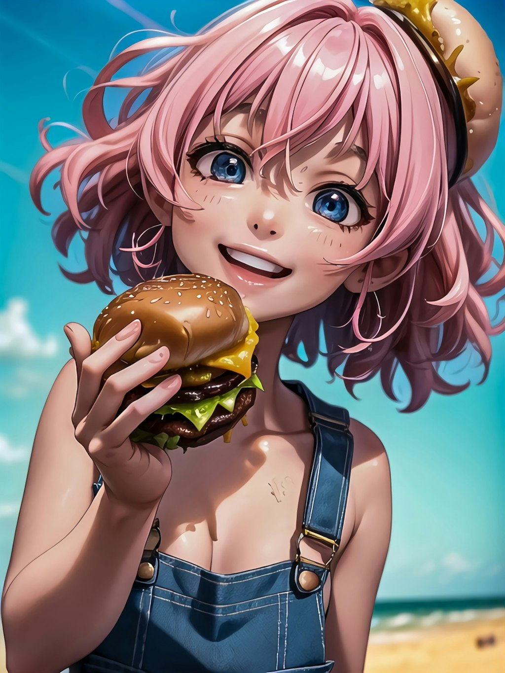 雫ちゃん💧ハンバーガー🍔食べる🍔あげるよー