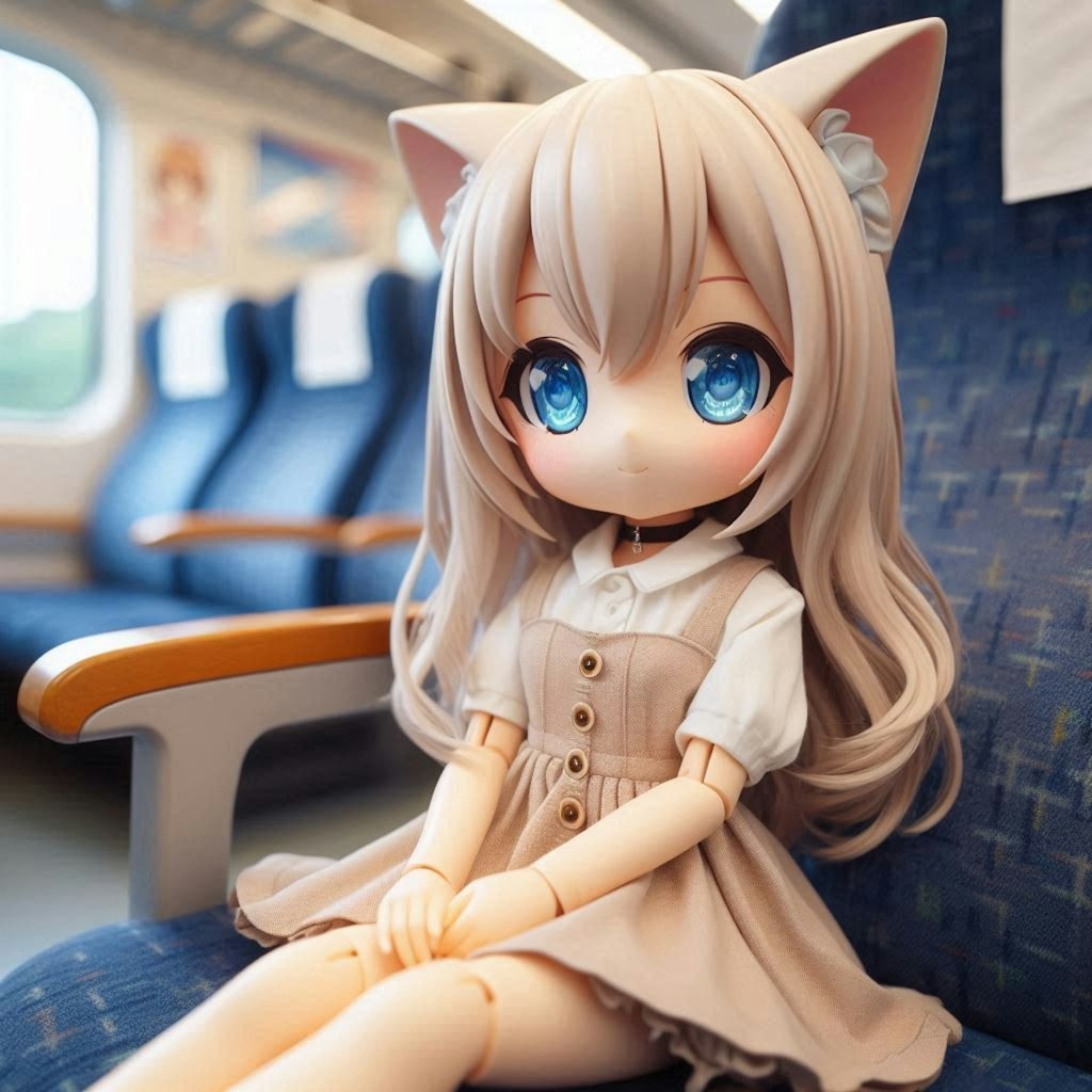 電車に乗ったミリアちゃん