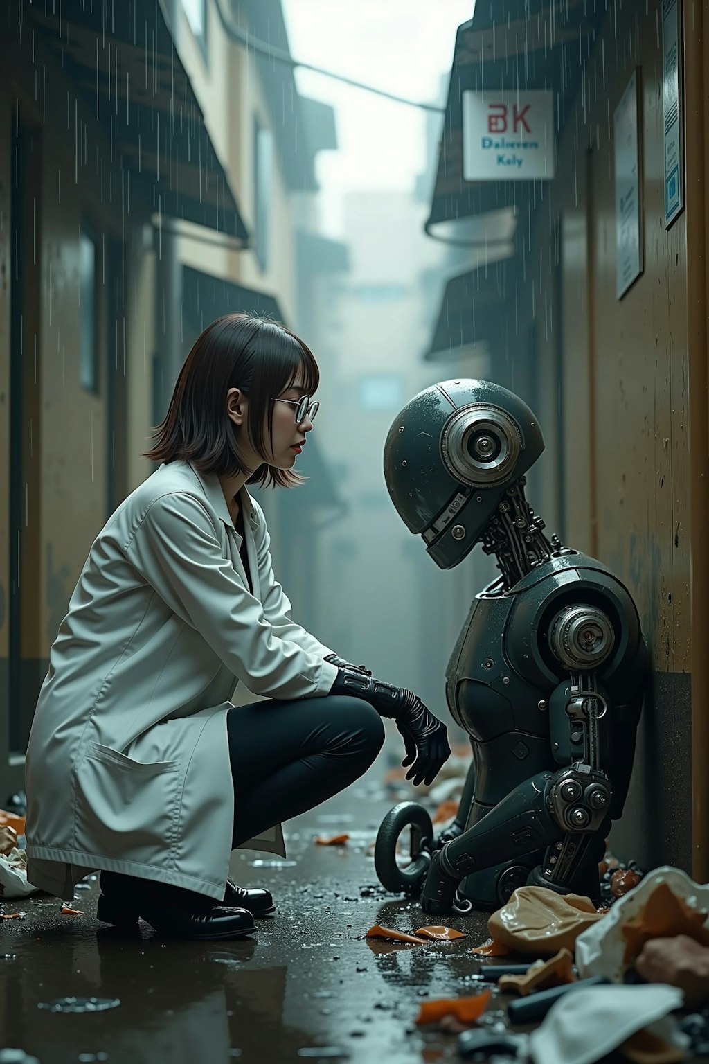 路地裏に捨てられたロボット
