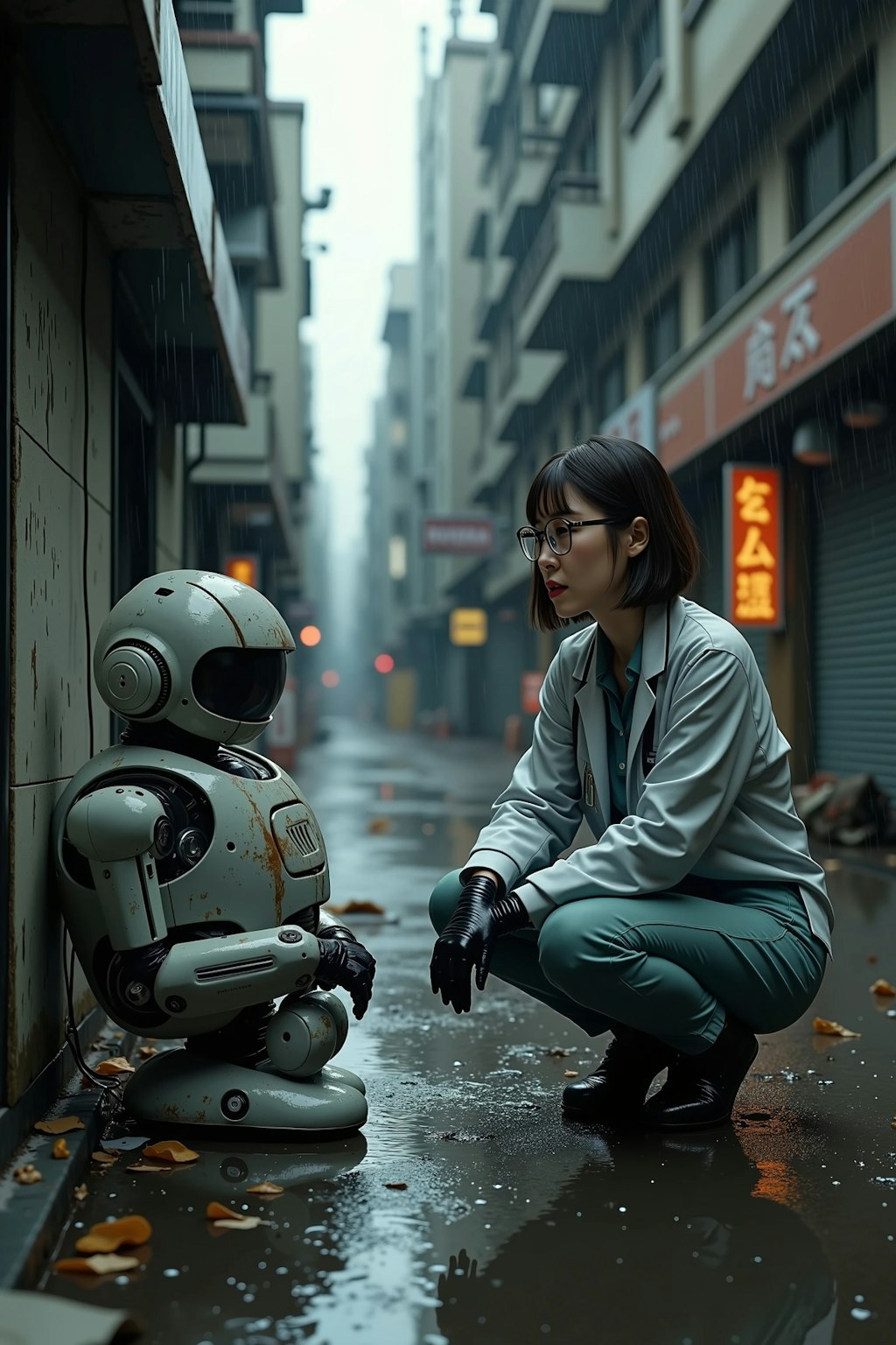 路地裏に捨てられたロボット