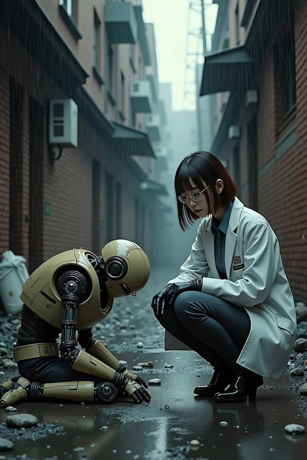 路地裏に捨てられたロボット