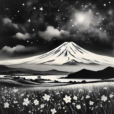 💓夜空に広がる富士の裾野