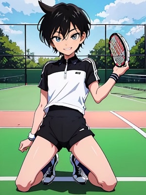 テニス少年　【黒】六枚