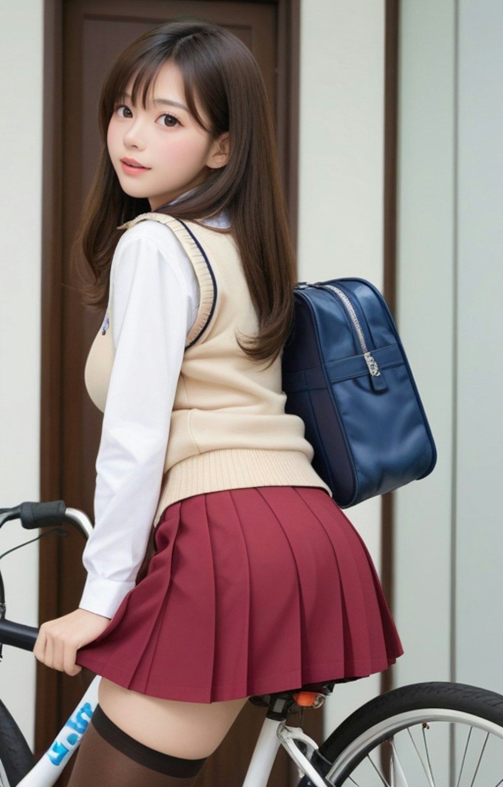 赤いミニスカ女子