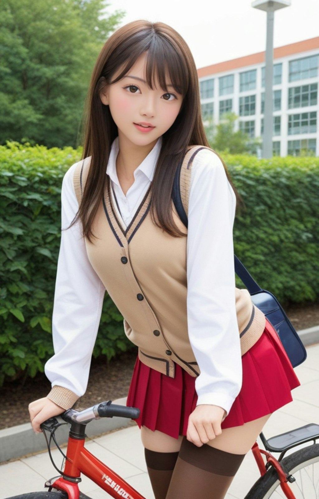 赤いミニスカ女子