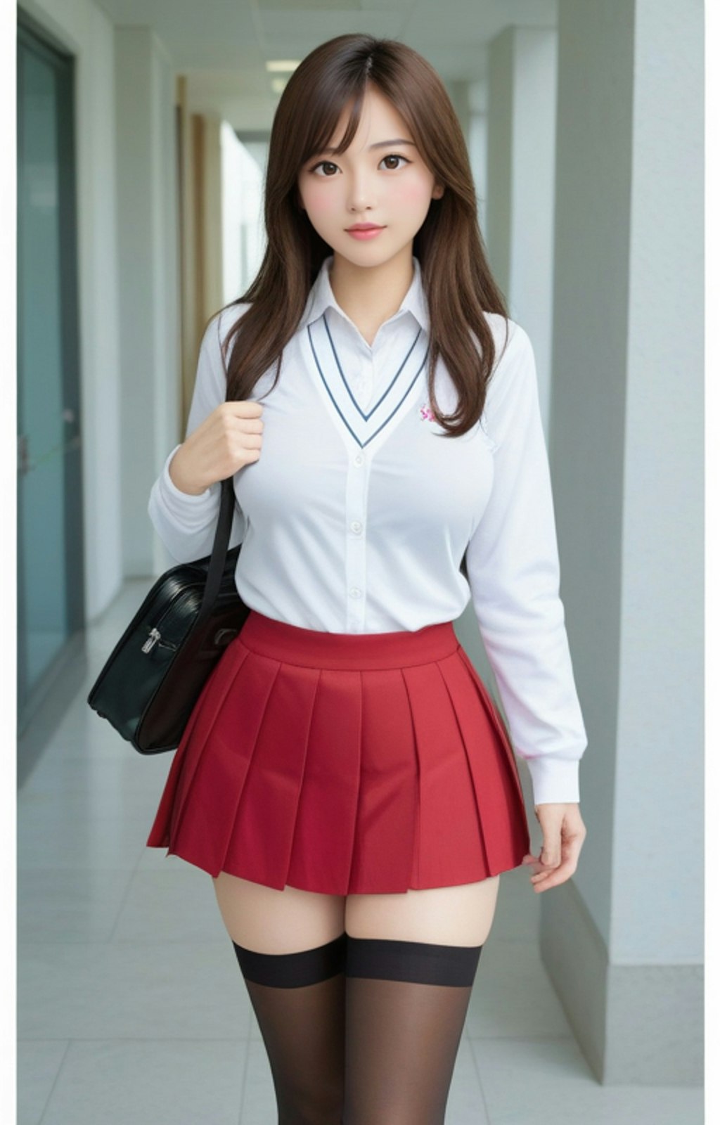 赤いミニスカ女子