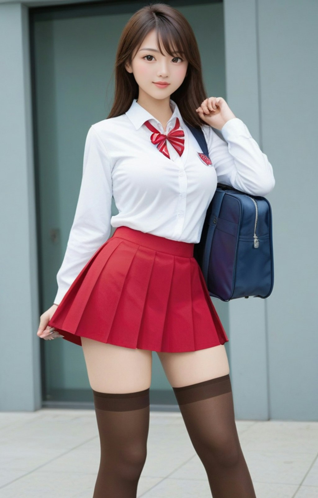赤いミニスカ女子