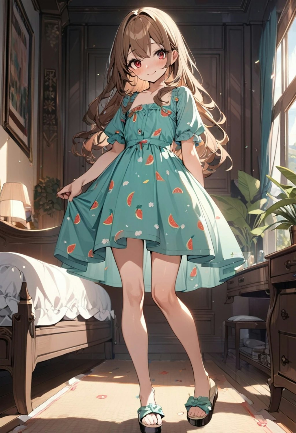 メロンのワンピース似合う？ Does the melon dress look good on you?