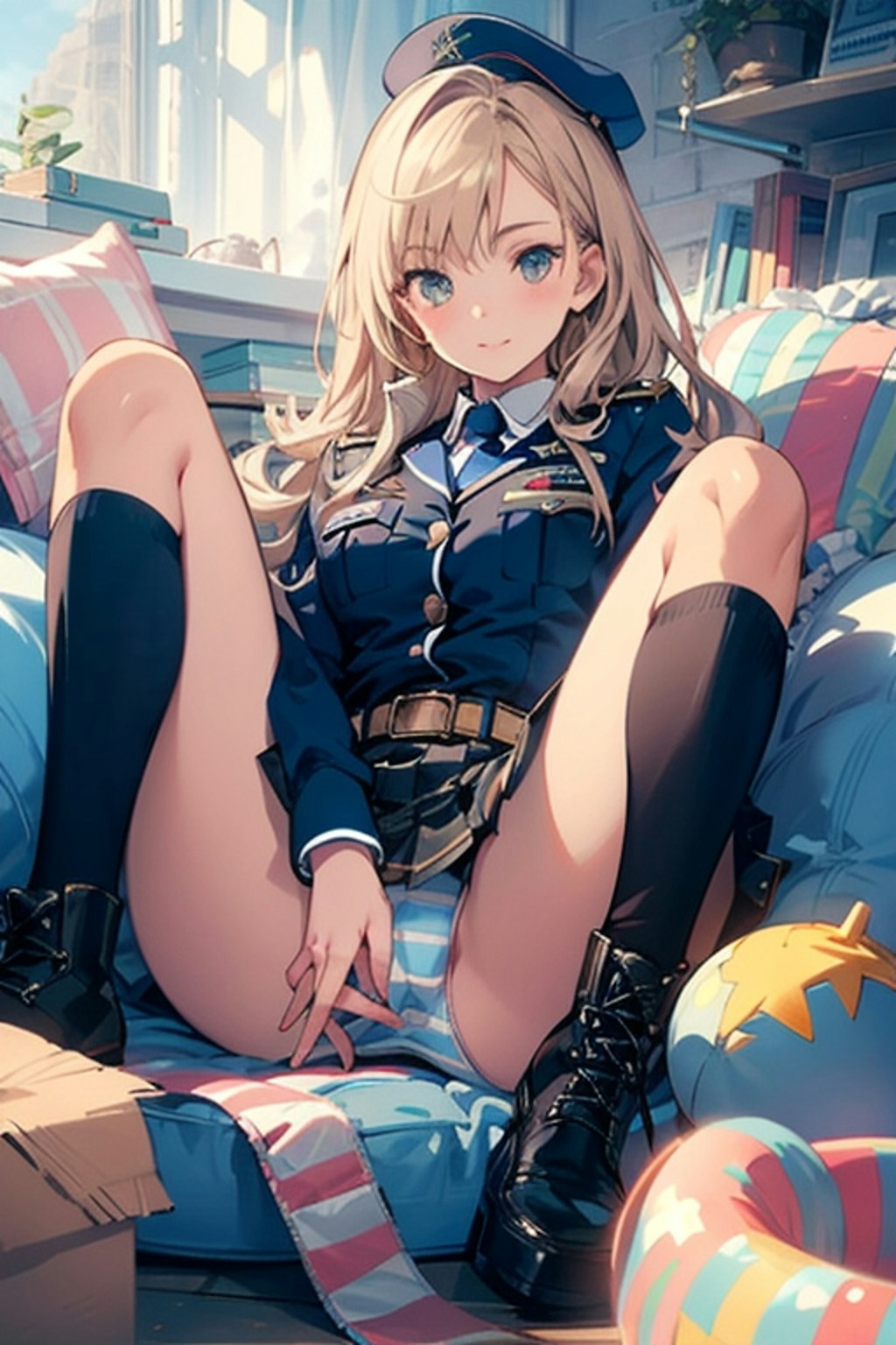 縞パン軍服少女