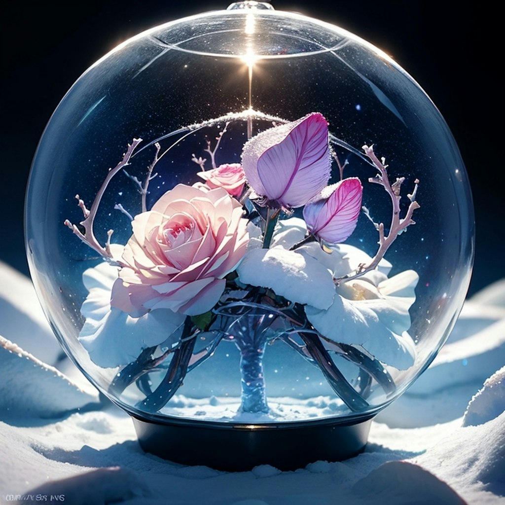 Flower and Galaxy Snow Dome