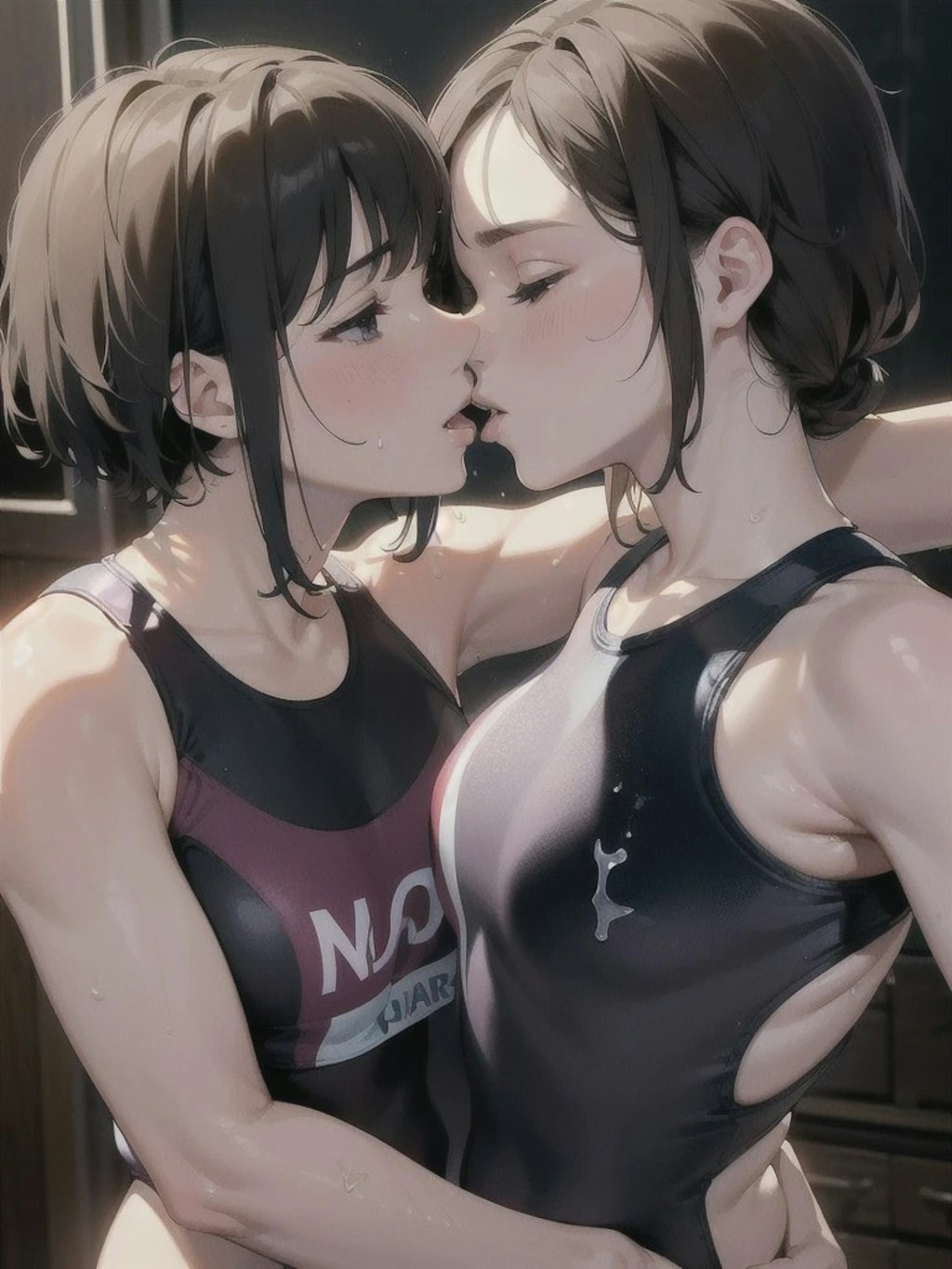 百合水泳部員のキス