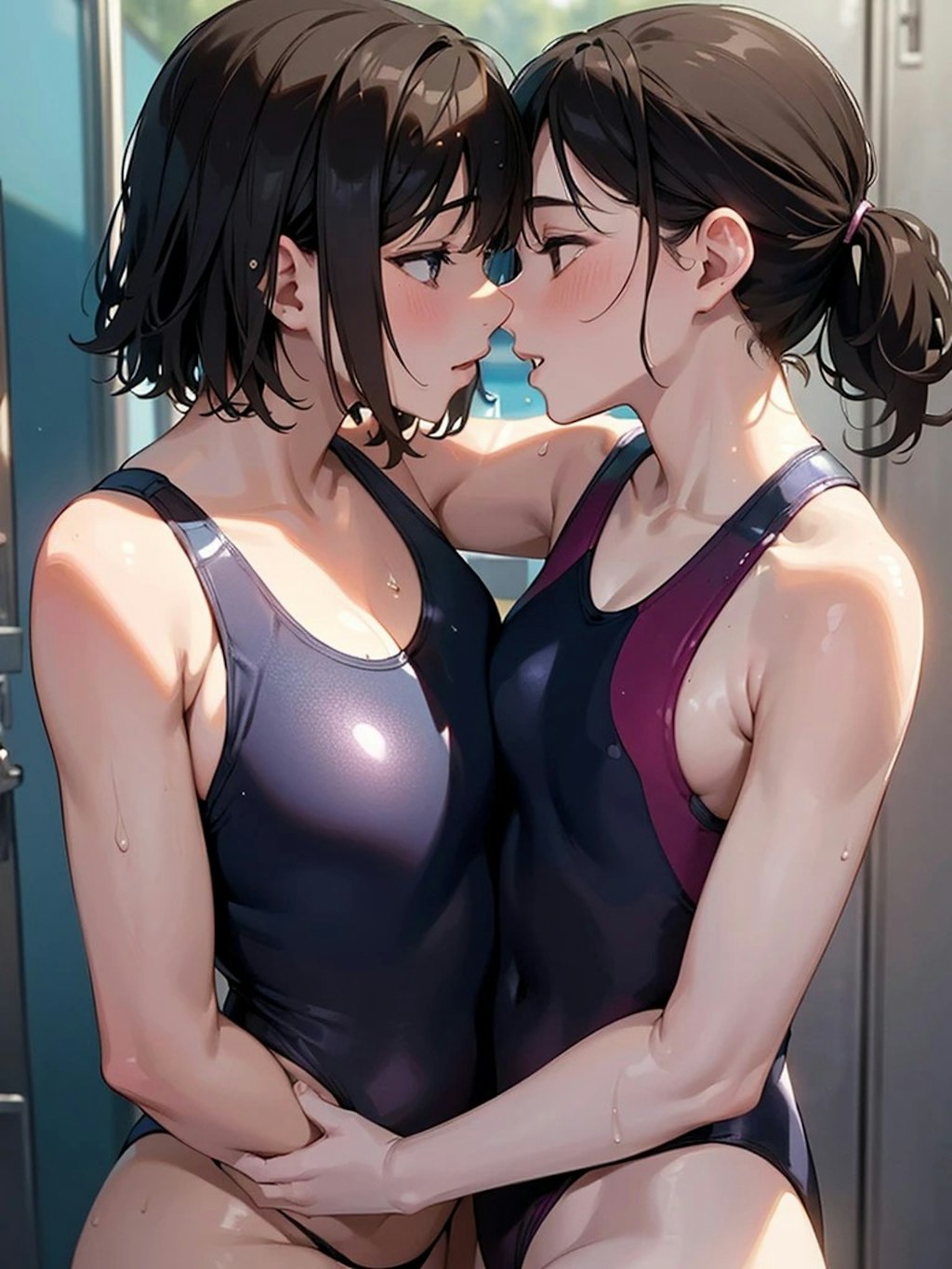 百合水泳部員のキス