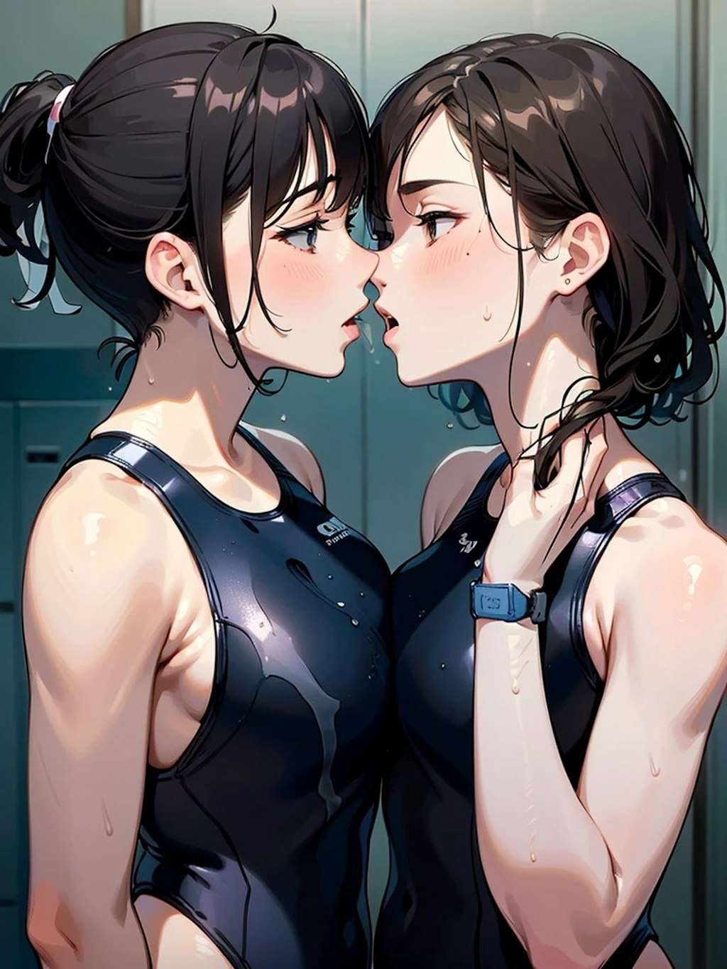 百合水泳部員のキス