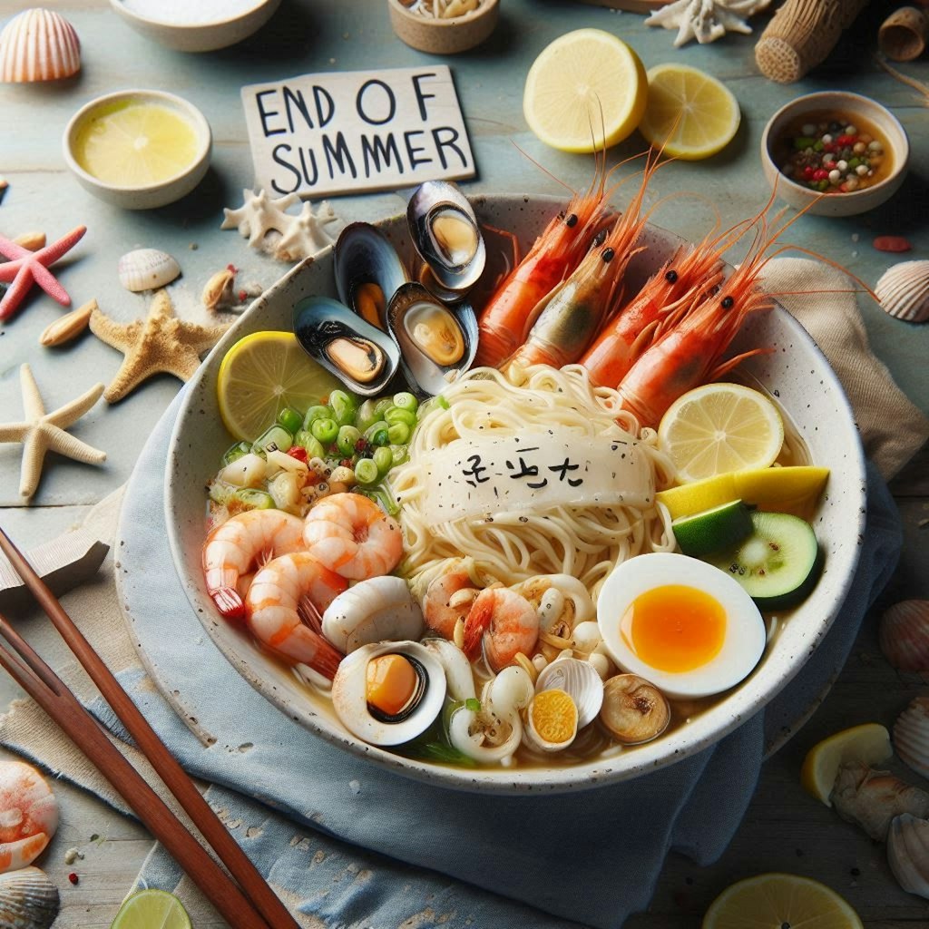 夏の終わりのseafood noodle