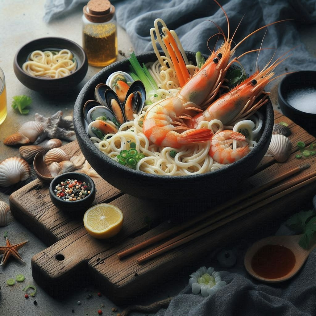 夏の終わりのseafood noodle