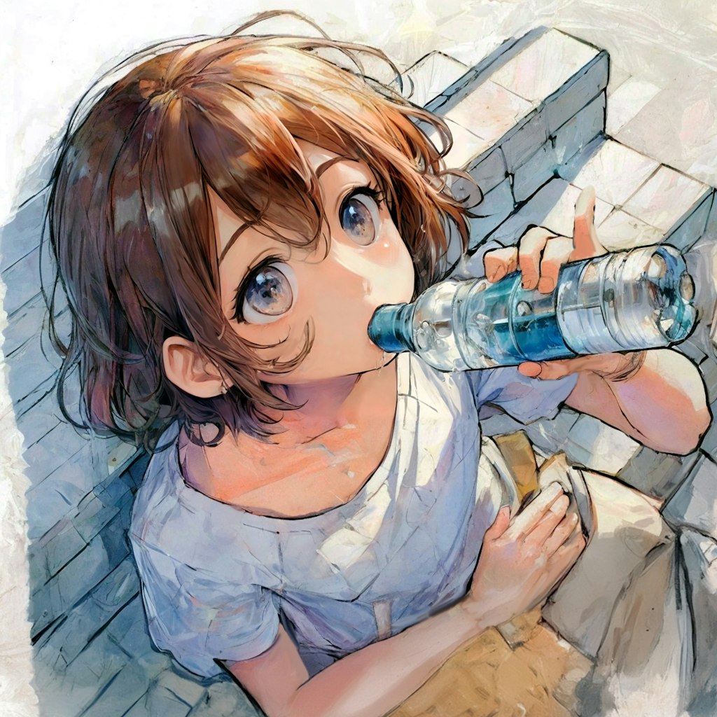 水を飲む少女②