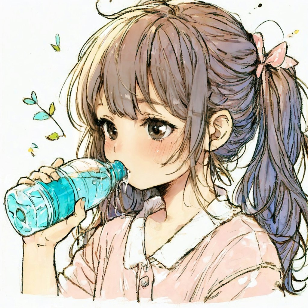 水を飲む少女②