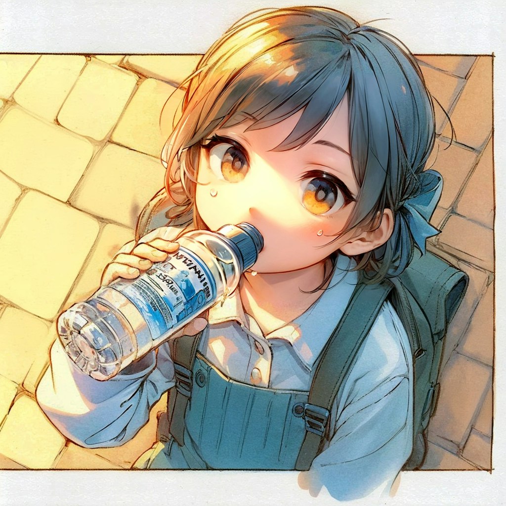 水を飲む少女②