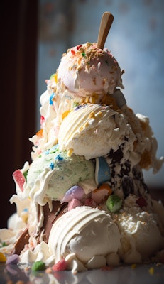 山盛りのアイスクリーム