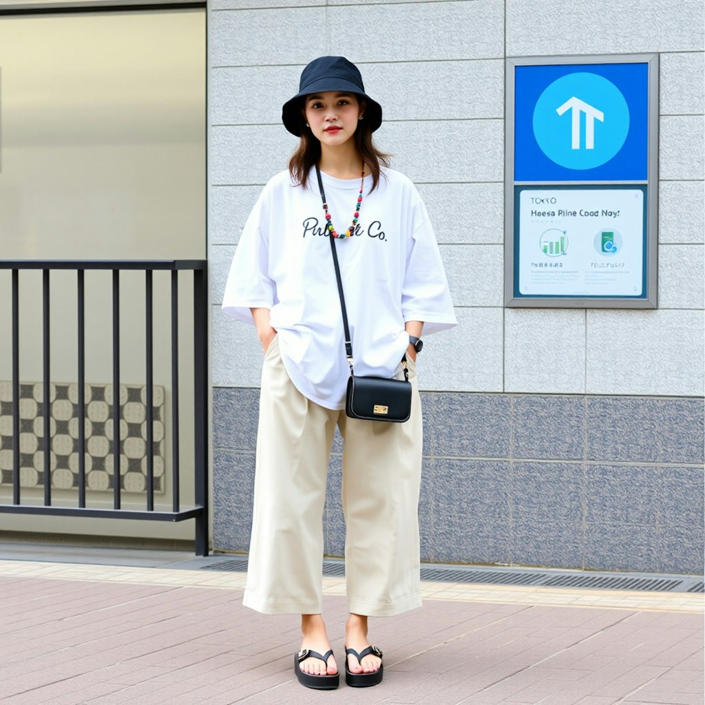 oversized T-shirt &  wide-leg pants