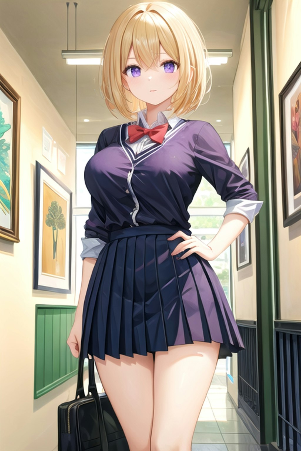 絵画を鑑賞する女の子