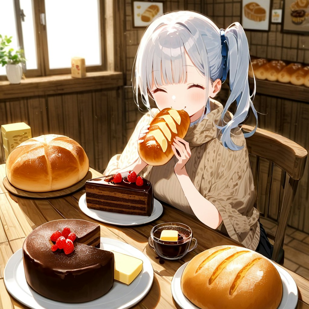 パンを食べる女の子