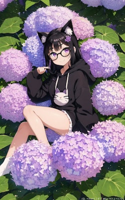 紫陽花と未衣さん