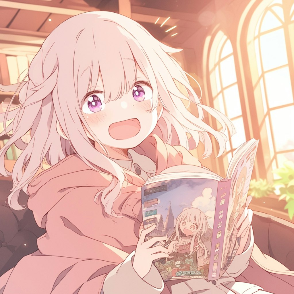 漫画を読む少女 Girl reading manga