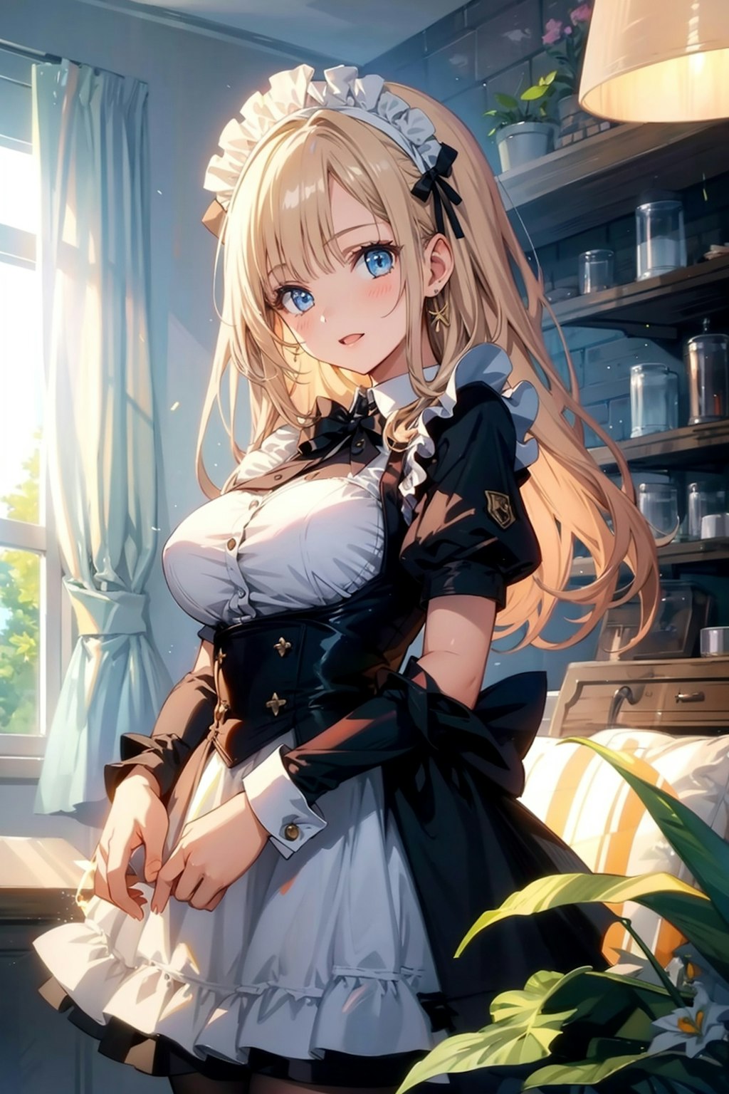 ロングヘアの美少女メイド