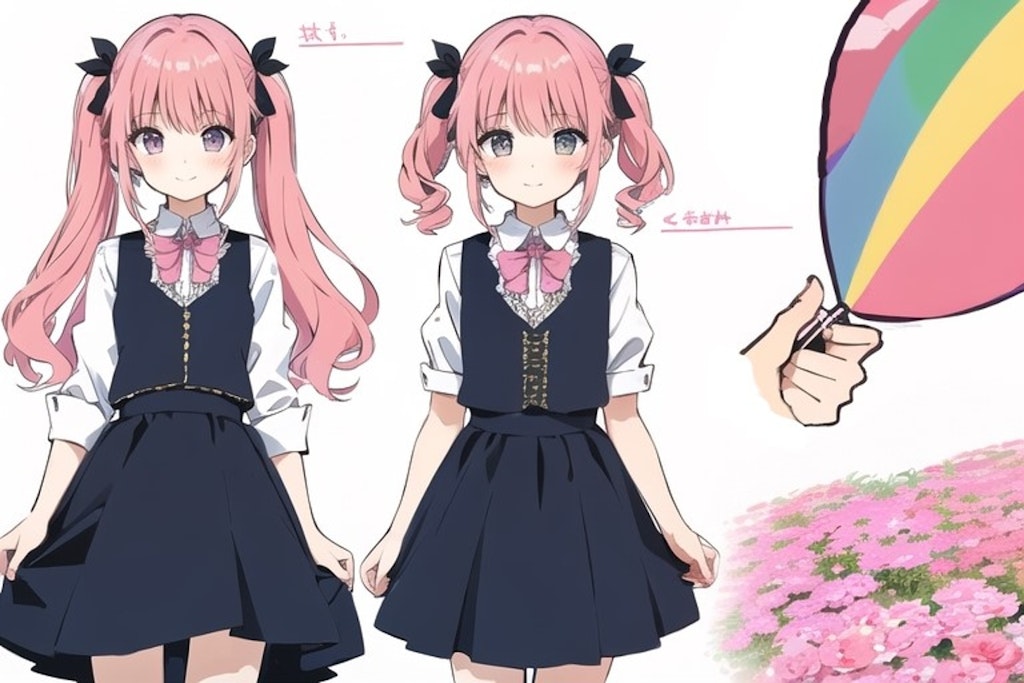 Cute pink girl with twin-tail hair.