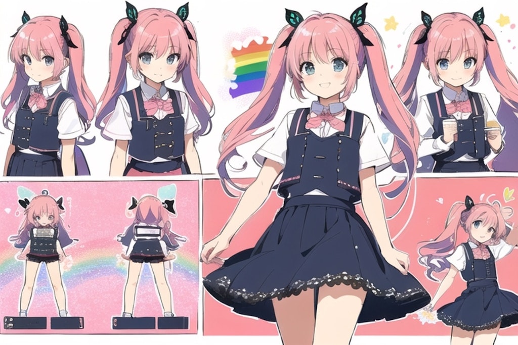 Cute pink girl with twin-tail hair.