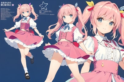 Cute pink girl with twin-tail hair.