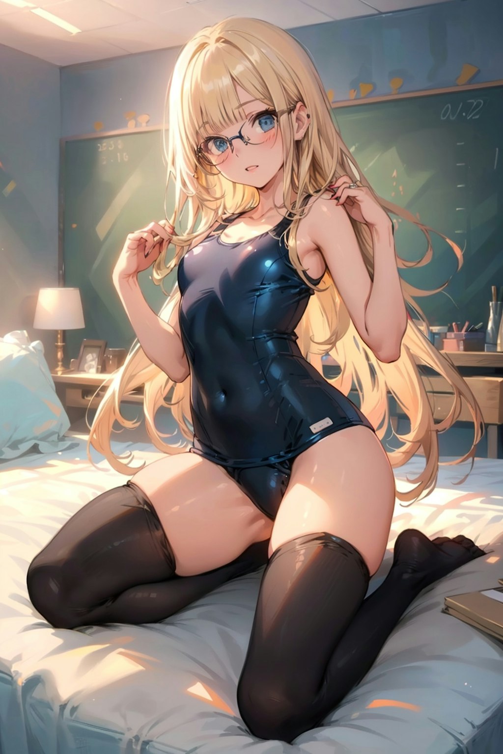 スク水タイツの眼鏡っ娘