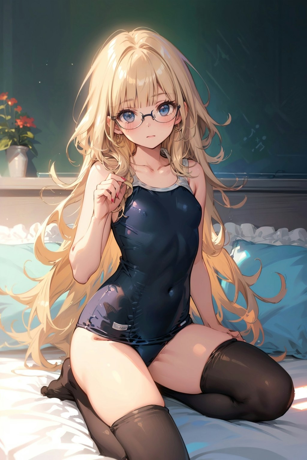 スク水タイツの眼鏡っ娘