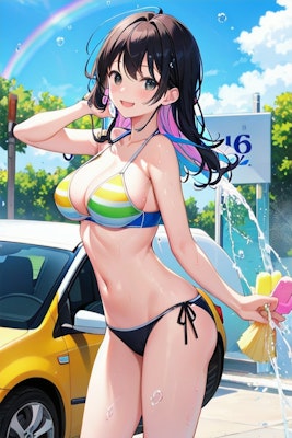 Bikini Car Wash【ちちぷい生成機能】